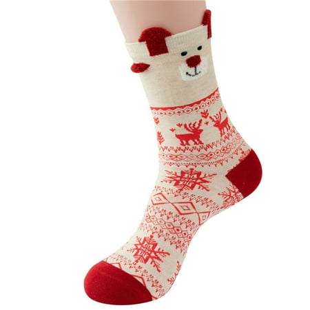 

ZMHEGW Socks For Women Warm Christmas Fashion Windproof Printing Mid Tube Long Tube Cotton Socks