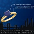 thumbnail image 2 of Gem Stone King 10K Yellow Gold Blue Lapis Solitaire Engagement Ring for Women | 1.00 Cttw | Cushion 6MM | Gemstone Birthstone | Size 8, 2 of 6