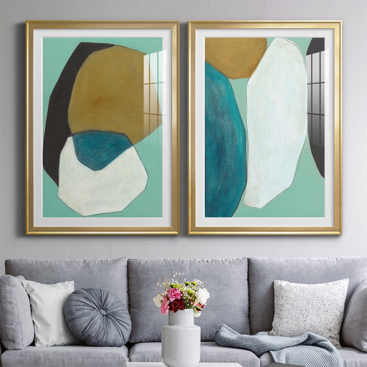 Wexford Home Boulder I Premium Framed Print, 30.5" x 42.5" - Ready to Hang, Gold (Set of 2)