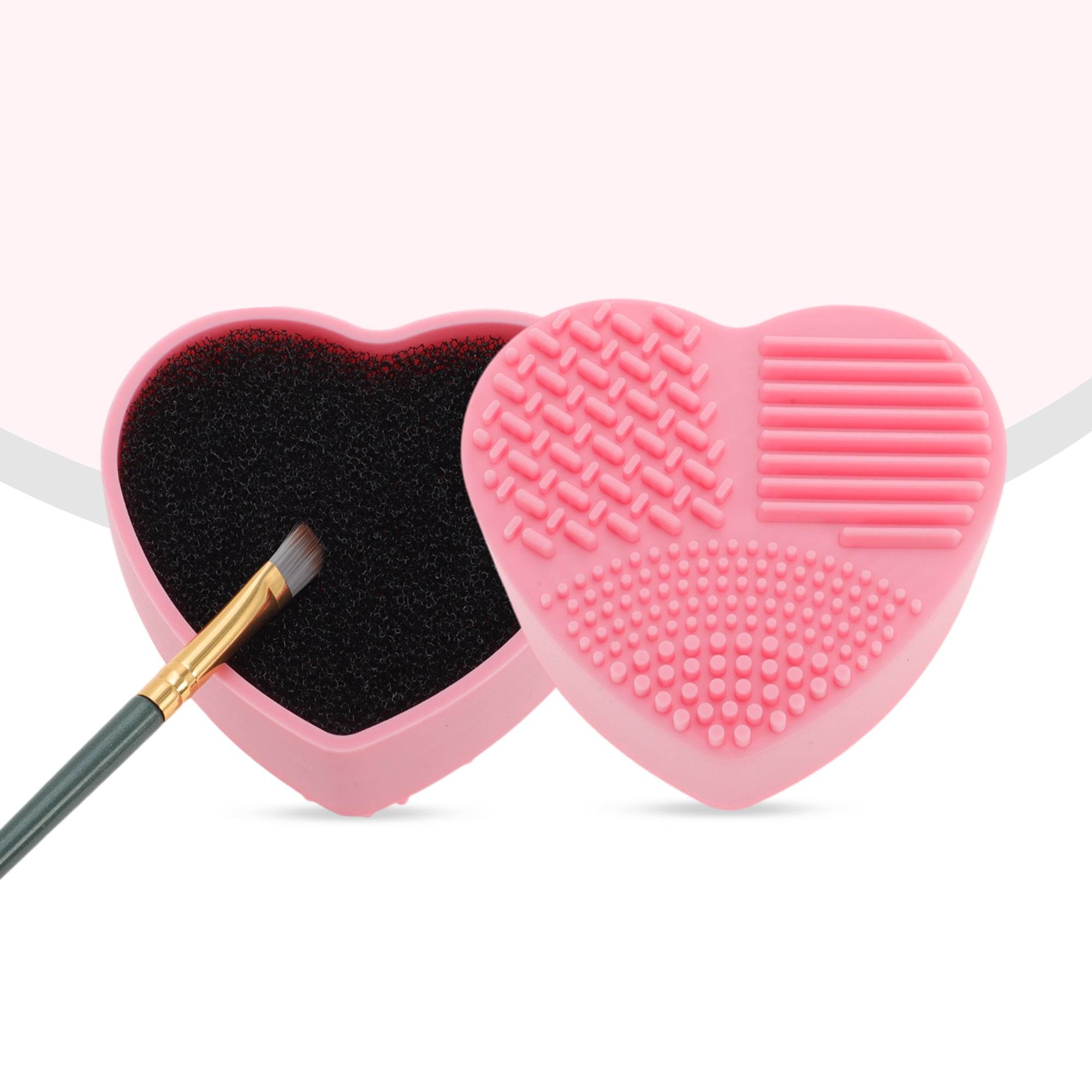 Unique Bargains 1pc Portable Makeup Sponge Brush Cleaner for Easy Brush Color Change Pink