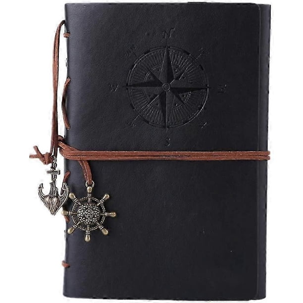 Leather Journal Notebook,Vintage Spiral Notebook Refillable Daily Planner Embossed Travel