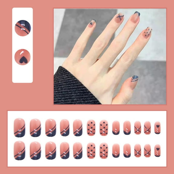 dianhelloya Nail Art Supplies 1 Set Fake Nails Seamless Removable Frosted Finished Nail Enhancement Stickers for Manicure Store (O)