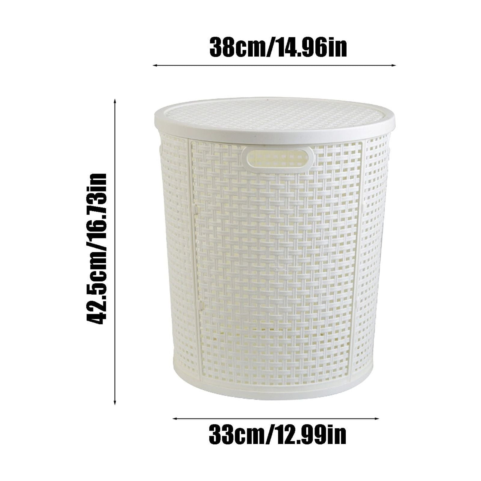 Laundry Basket, Gaqring Large Capacity Laundry Hamper, Imitation Rattan Plastic Storage Basket with Lid for Clothes Toys, White