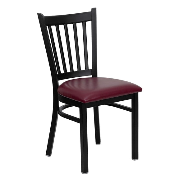 Bowery Hill Black Back Metal Dining Chair in Burgundy