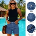 thumbnail image 5 of Nestiefly Jean Shorts for Women Casual Mid High-Waisted Stretchy Cut Off Denim Shorts Raw Hem Summer Hot Jorts 2026 Blue S, 5 of 6