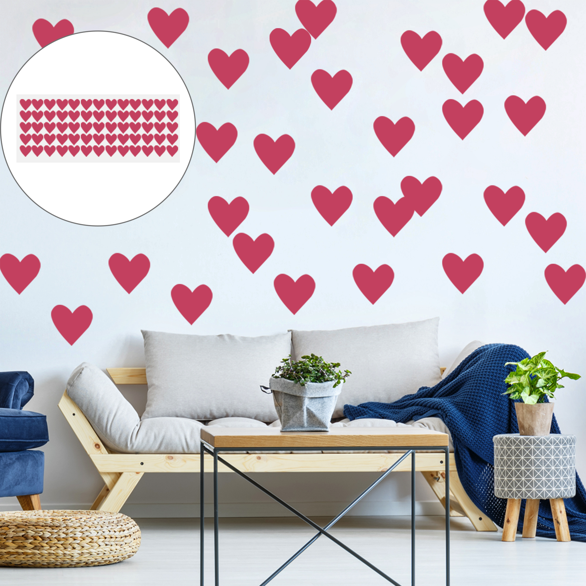 65pcs Heart Shape Peel and Stick Wall Decals Sticker Perfect ation