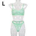 thumbnail image 1 of Encaje sexy conjunto de ropa interior sujetador ropa interior regalo para mujer, verde menta, L 2 piezas Sweethay XX000054-47, 1 of 7