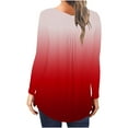 thumbnail image 4 of Women's Fall Henley V Neck Button Up Tunic Tops Flowy Long Sleeve T-Shirts Gradient Printed Blouse for Leggings, 4 of 5