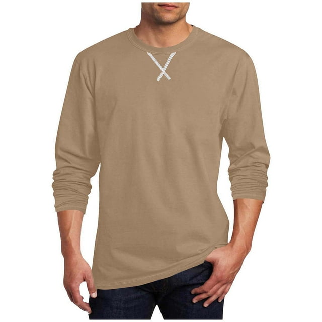 Floleo Haut pour Homme Uni à Manches Longues Imprimé d'Intersection Sport Col Rond Mode Base Classique Vacances Printemps et Automne Extérieur Haut Fête Décontracté Fête (Kaki, TG)