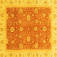 thumbnail image 1 of Ahgly Company Machine Washable Indoor Square Oriental Yellow Traditional Area Rugs, 4' Square, 1 of 1