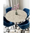 thumbnail image 5 of nqOlkjepod Beige Baroque Round Tablecloth, Fitted Table Cover with Elastic for 55"-60" Round Tables, Farmhouse Scroll Floral Pattern Art Table Cloth Outdoor Dinning Party Waterproof Tablecloths, 5 of 6