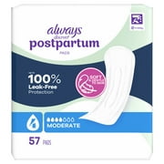 Always Discreet Postpartum Incontinence Pads, Moderate Absorbency, 57 CT