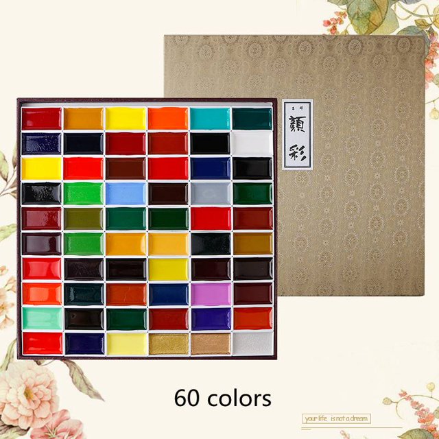 Japanese Sakura 12/24/35/48/60 Colors Solid Watercolor Paint Set Professional Water Color For Painting Art Supplies Aquarela He Qiyong unisex