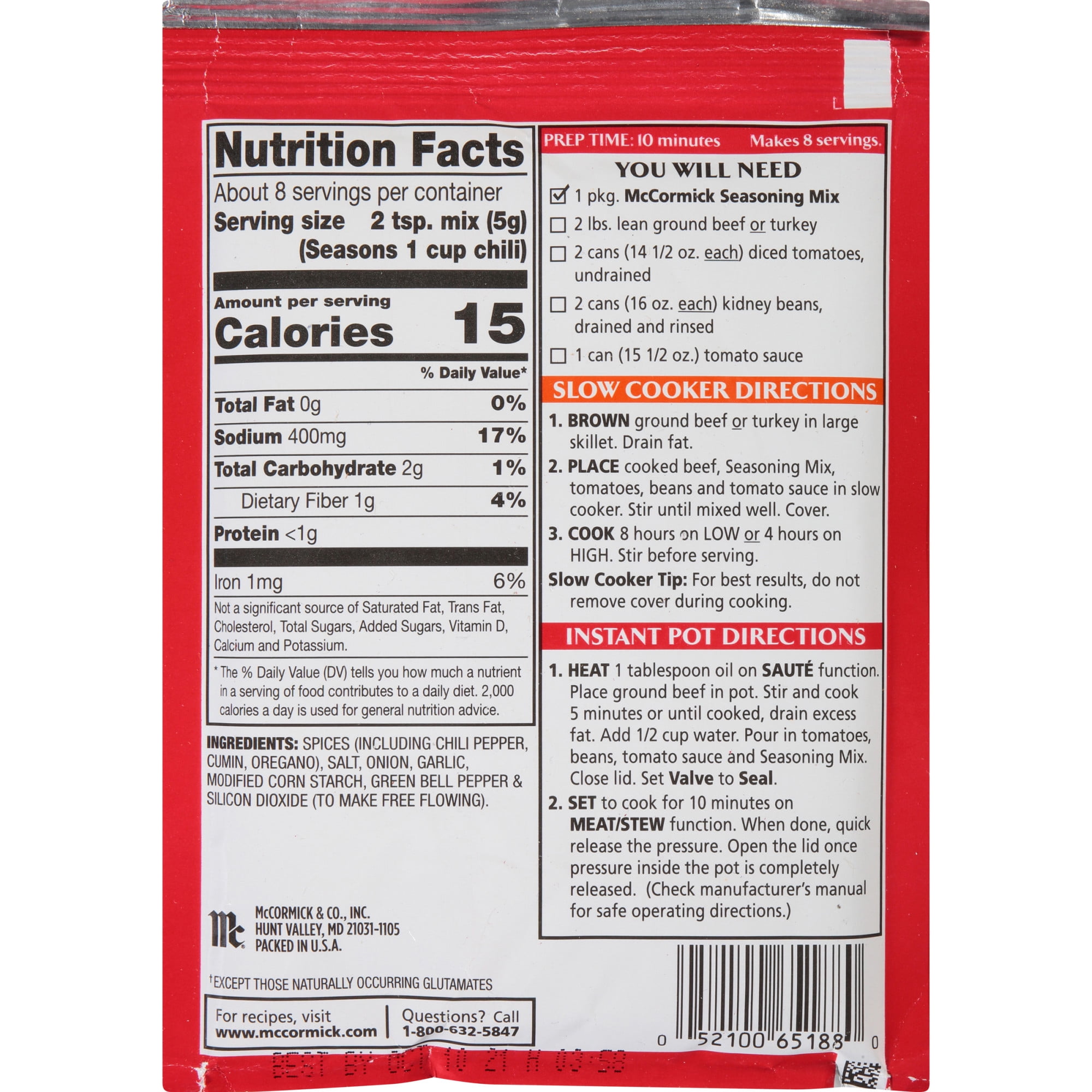 Mccormick slow on sale cooker chili