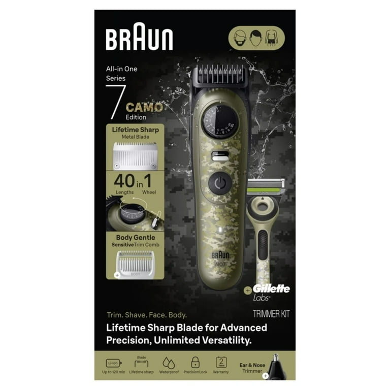 Braun Series 7 Beard Trimmer Kit 7550, Waterproof, Camouflage