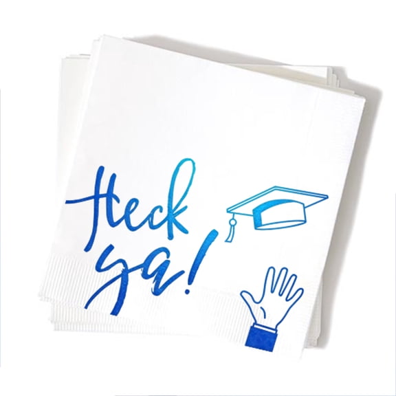 Foryourparty.Com Heck Ya Graduation Party Napkins - White and Blue