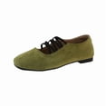 thumbnail image 2 of Miqool Flat Shoes for Women Square Toe Criss Cross Tie Low Block Heels Casual Fall Fashion Soft Comfortable Shoes, 2 of 7