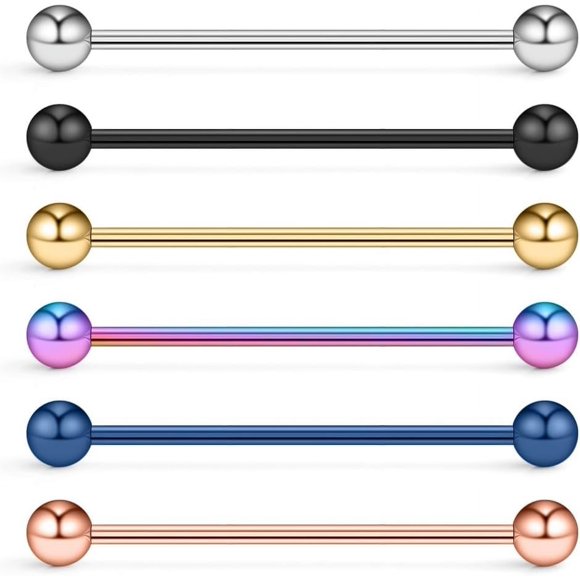 6-12PCS 14 Gauge Industrial Barbell Cartilage Earring Body Piercing Jewelry 35mm 38mm 40mm
