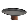thumbnail image 3 of Frutero con pedestal, plato de fruta redondo, portátil, versátil, con base de madera, bandeja para servir comida para decoración de encimera de L, 3 of 8