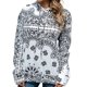 thumbnail image 1 of Sudadera con capucha Manga larga Estampado Cordón Con capucha Casual Tops de lana de moda para mujer Blanco XXL, 1 of 6