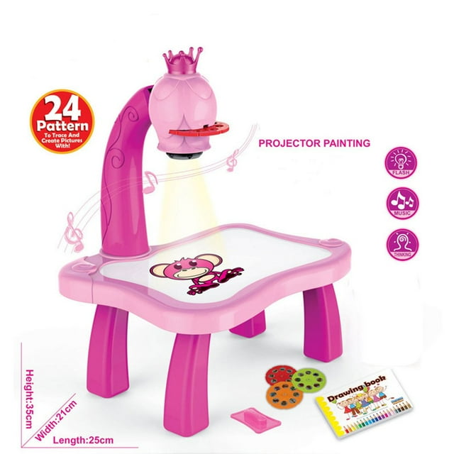 Child Smart Projector Desk With Light & Music Learning Painting Machine Toy
