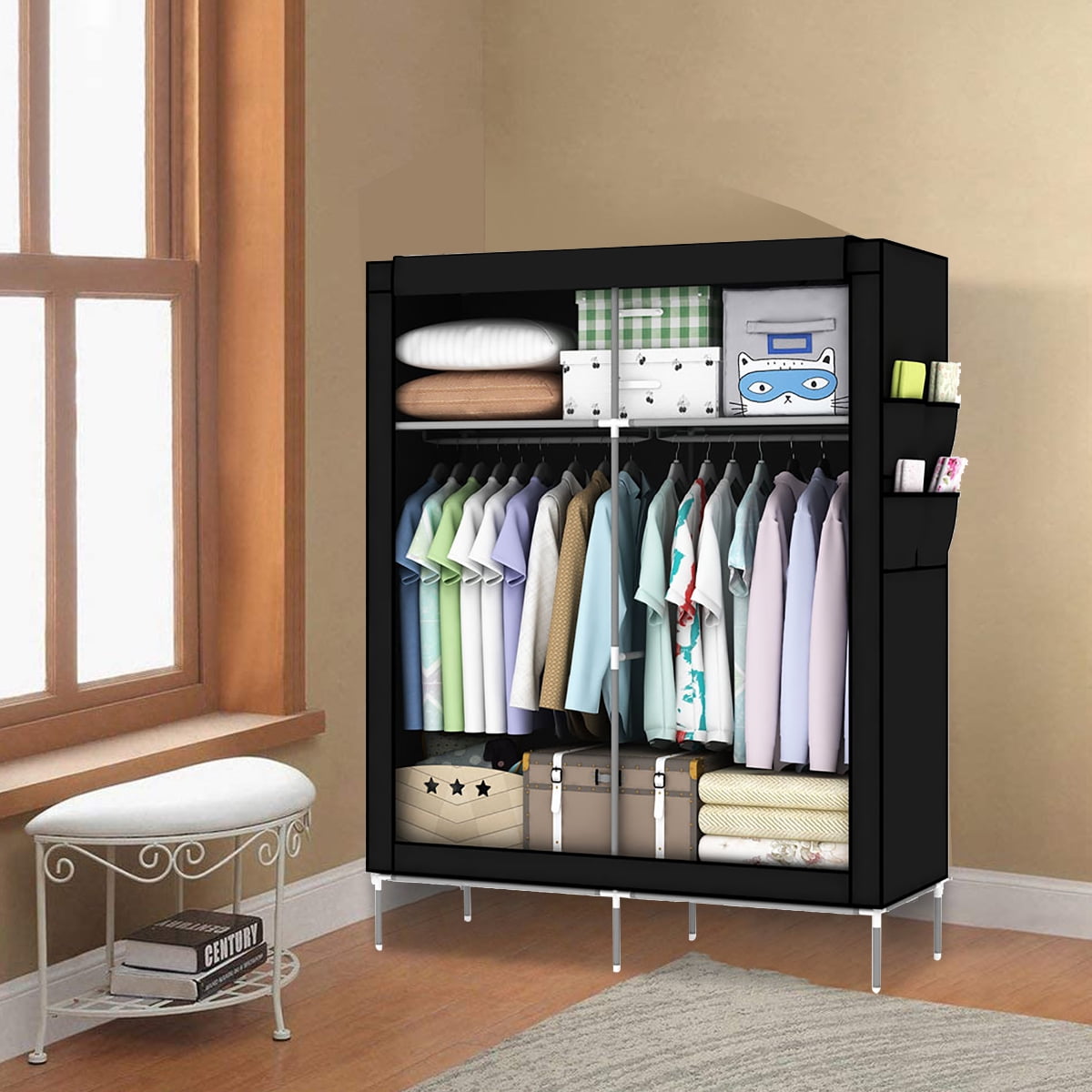 67'' Large Cloth Wardrobe, Non-woven Fabric Clothes Closet, Dustproof Cover  Clothes Rack Shelf Organizer, Portable Clothes Storage Cabinet, DIY  Assembled Closet - Walmart.com