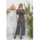 thumbnail image 5 of Love Welove moda mujer Floral manga corta cintura alta pantalones de pierna ancha Casual suelto recogido mono negro LeafX de talla grande, 5 of 5