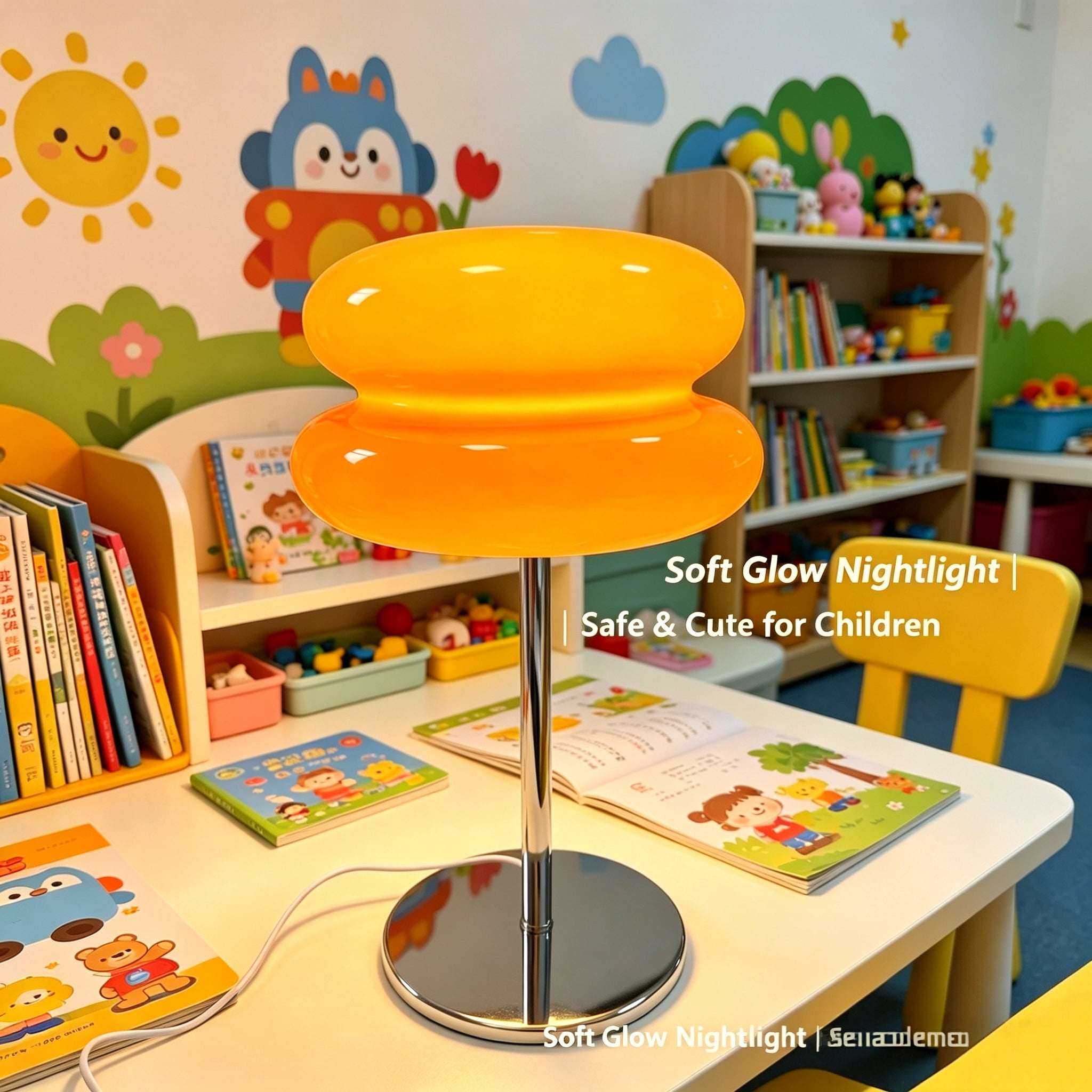 Mushroom Lamp for Bedroom,Mid Century Modern Lamp for Nightstand, Dimmable Retro Egg Tart Bedside Small Lamps,Unique Home Mushroom Decor Aesthetic Cute Table Lamps for Living Room (Orange)