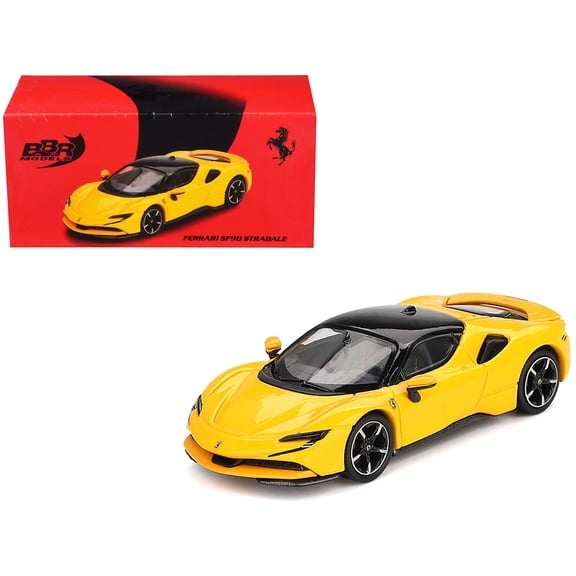 Ferrari SF90 Giallo Modena Yellow with Black Top 1/64 Diecast Model Car by BBR