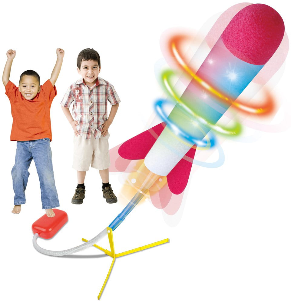 Kids Outdoor Game Play Jump Rocket MINI Set Launcher with Air Pump & 3 Rockets 