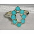 thumbnail image 5 of LBG British Made Solid 14k White Gold Natural Opal & Turquoise Womens Anniversary Ring - 33 size options - Size 10.25, 5 of 6