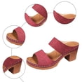 thumbnail image 6 of Rokment Women's Platform Dressy Slides Sandals Red Bride Wedding Fashion Casual Leather Comfortable Orthotic Arch Support Chunky Block High Heels Slip on Dress Slides Summer A Size 7.5, 6 of 9