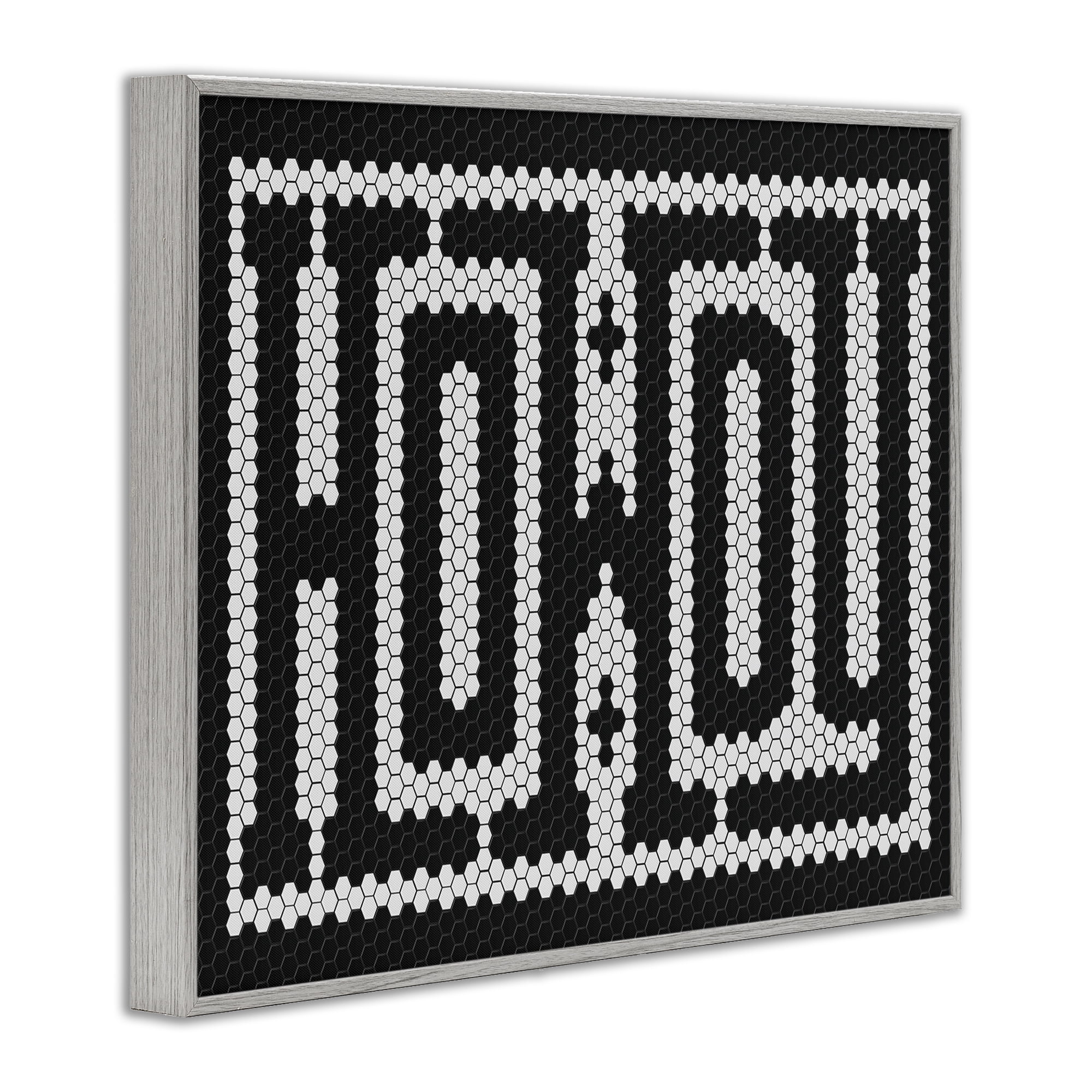 Stupell Industries Mosaic Style Howdy in Black Quotes and Sayings Painting Gray Framed Art Print Wall Art, 20 x 16