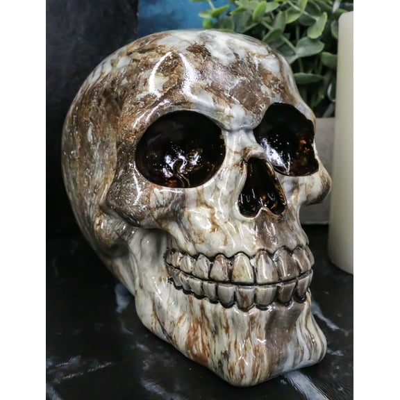 Day of The Dead Agate Gemstone Volcanic Rock Quartz Skull Ossuary Figurine