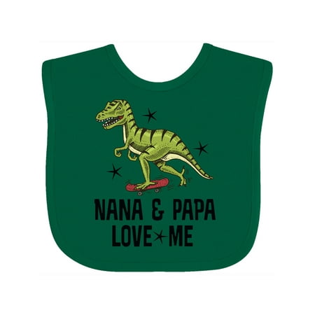 

Inktastic Nana and Papa Love Me Dinosaur Grandson Gift Baby Boy Bib