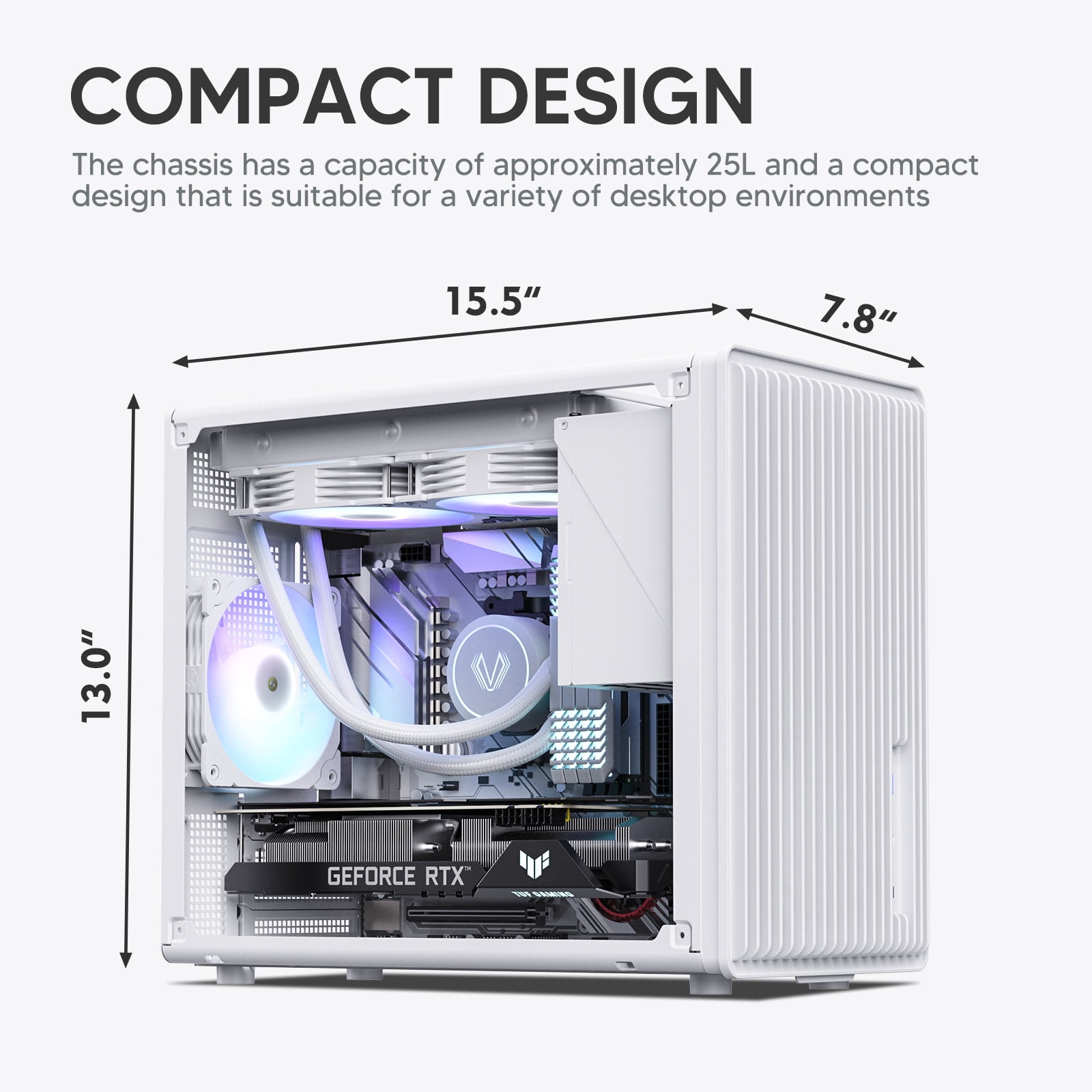 Vetroo M06 Micro-ATX/Mini-ITX Gaming PC Case, Compact High Airflow Mesh Mid Tower, Supports 5×120mm Fans & 240mm Liquid Cooling, GPU Up to 355mm, Adjustable PSU Mount, USB Type-C I/O - White
