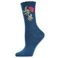 thumbnail image 2 of MeMoi Women's Embroidered Berry Leaf Vintage Style Crew Socks - Womens - Female, One Size, Teal, 2 of 7