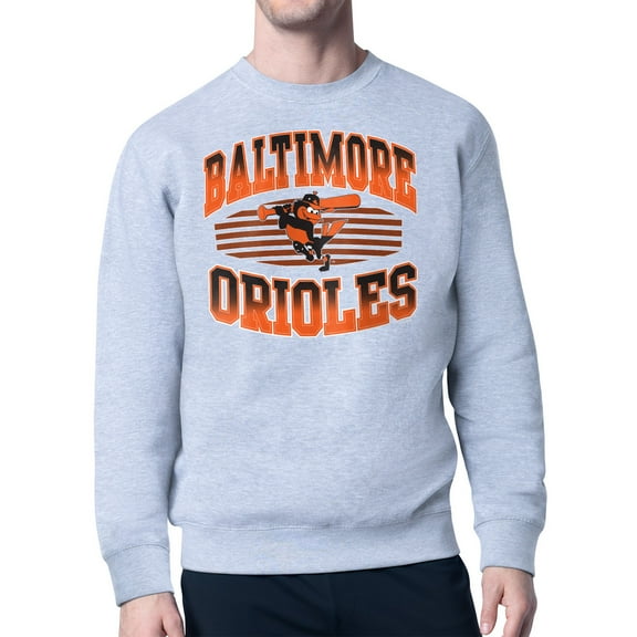 Men's Starter Heather Gray Baltimore Orioles Team Grit Graphic Fleece Pullover Sweatshirt