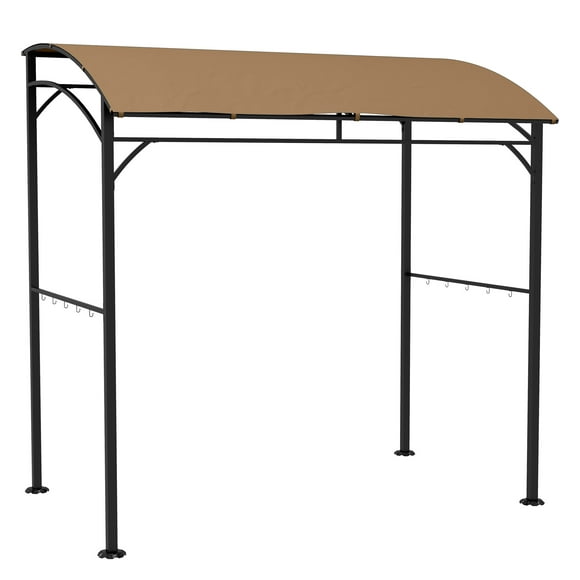 Outsunny 7' x 5' BBQ Grill Gazebo Tent with Steel Frame Hooks Dark Brown