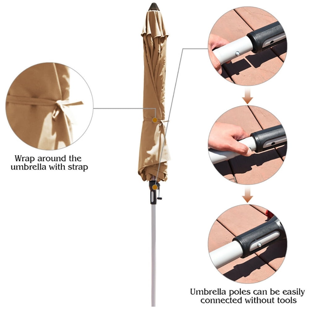 Aimee Lii 9 Feet Patio Outdoor Market Umbrella with Aluminum Pole without Weight Base, Outdoor Umbrellas for Patio, Beige Aimee Lii 9 Feet Patio Outdoor Market Umbrella with Aluminum Pole without Weight Base, Outdoor Umbrellas for Patio, Beige
