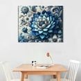 thumbnail image 2 of JEUXUS Flower Picture Wall Decor for Bedroom - Large Blue Floral Canvas Wall Art for Office - Framed Floral Wall Art Living Room Ready To Hang, 2 of 6