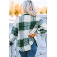 thumbnail image 1 of ABPHQTO Chaqueta de mujer verde a cuadros color block abotonada manga larga con bolsillo, 1 of 5
