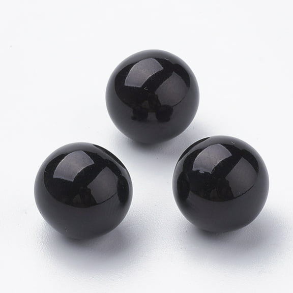 100pcs Eco-Friendly Plastic Imitation Pearl Beads High Luster Grade A No Hole Beads Round Black 8mm