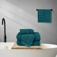 thumbnail image 4 of GLAMBURG Ultra Soft 6 Pack Cotton Towel Set, Contains 2 Bath Towels 28x55 inch, 2 Hand Towels 16x24 inch & 2 Wash Coths 12x12 inch, Ideal Everyday use, Compact & Lightweight - Teal, 4 of 5