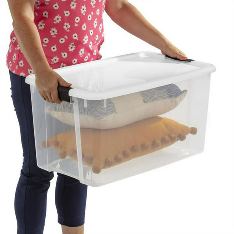 Sterilite 70 qt. Plastic Ultra Latch Storage Box in Clear, 4-Pack