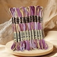 thumbnail image 3 of 1 Bag 10 Skeins 6-Ply Polyester Embroidery Floss Cross Stitch Threads Segment Dyed Purple 0.5mm 8.75 Yards(8m)/skein, 3 of 8