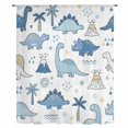 thumbnail image 2 of Blue Dinosaur Sheer Curtains 63 Inches Long, Stars Palm Trees Mountain Modern Art Light Filering Curtains, Breathable Simi Curtain Privacy Drapes for Living Room Bedroom Lightweight Window Treatment, 2 of 9