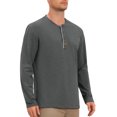 thumbnail image 4 of Men's Henley T-Shirts Long Sleeve Casual Button Cotton Pullover Tee Shirt XL Dark Gray, 4 of 6