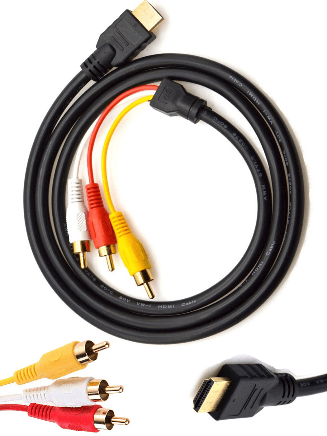Cable AV 3x RCA macho 1.5 M Negro