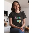 thumbnail image 2 of Easter Eggs Hunt Graphic Women Black T-Shirt, Female Medium, 2 of 4
